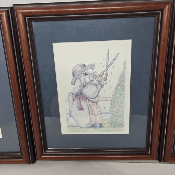 Vtg Sue Rupp Artwork Print Hare Cutting 96, Hare trimmer 98, Full Bodied Hare 97 - Picture 3 of 14